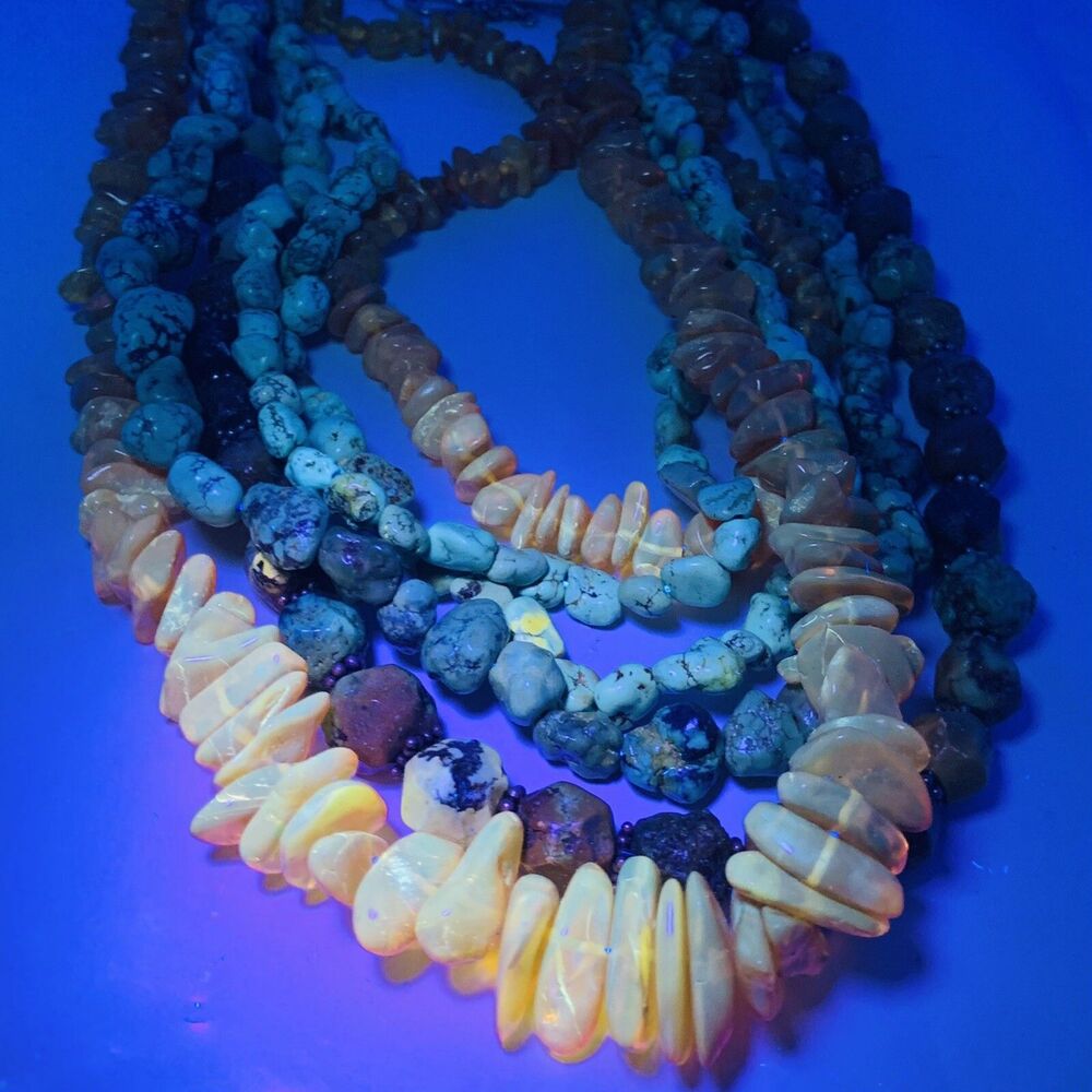 M Salazar 925 Sterling Silver Amber Turquoise Multistrand Statement Necklace 19" - Picture 5 of 16